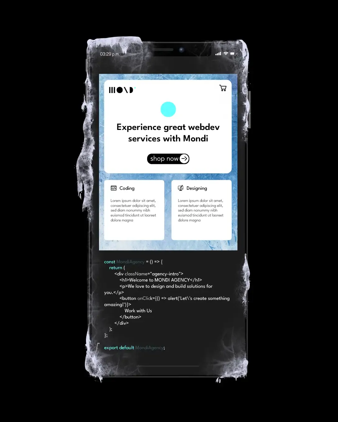 Écran de smartphone avec interface d'application mobile
