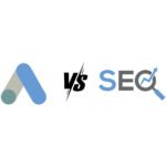 Illustration of google ads logo vs SEO